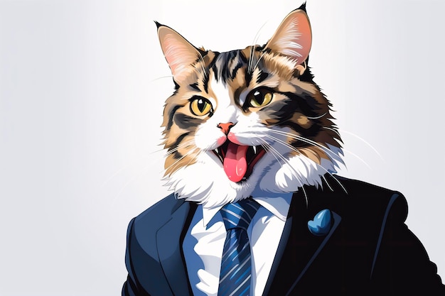 Photo un chat drôle en costume et cravate.