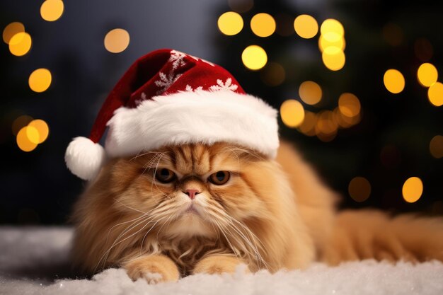 Chat drôle sur fond de Noël