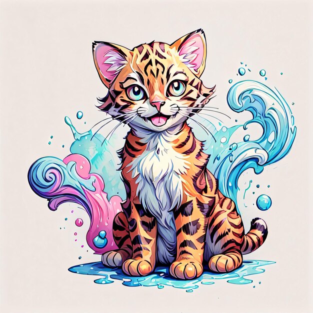 Le chat du Bengale avec un arrière-plan Splash Art