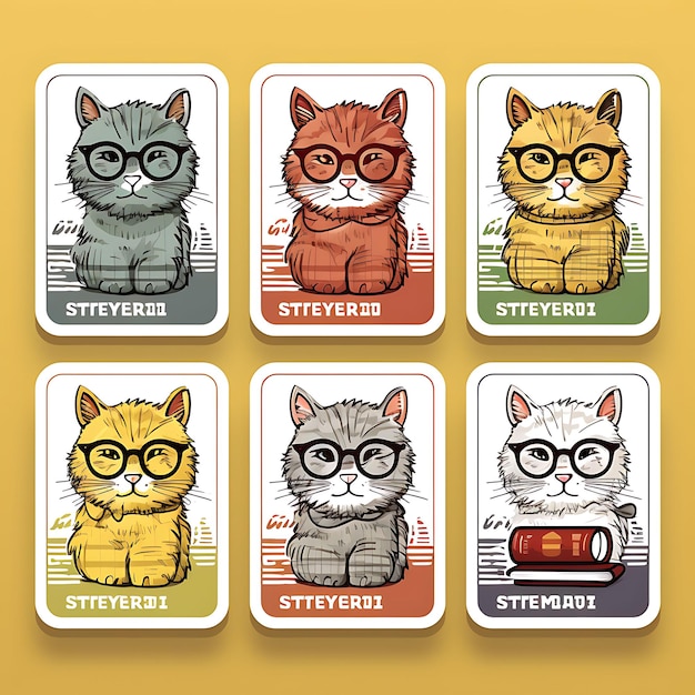 Photo chat écossais droit coloré avec une tenue de bibliothécaire portant des lunettes idée de collection de timbres animaux