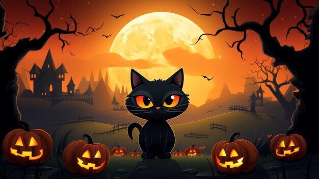 Photo le chat effrayant d'halloween