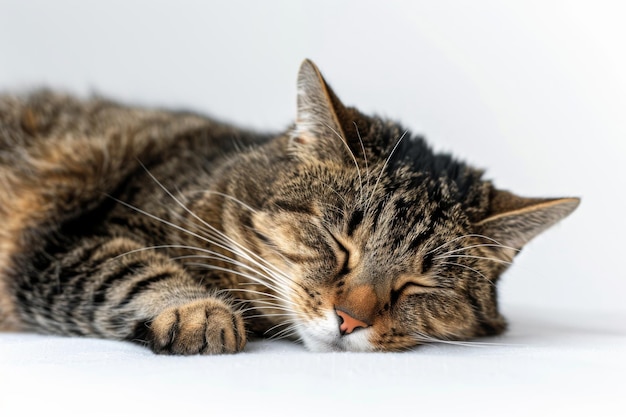 Un chat endormi isolé sur un fond transparent