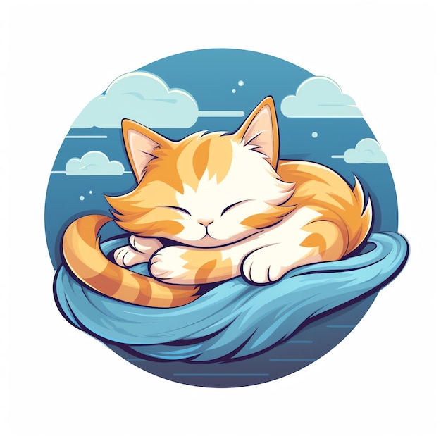 chat endormi logo clip art style lofi