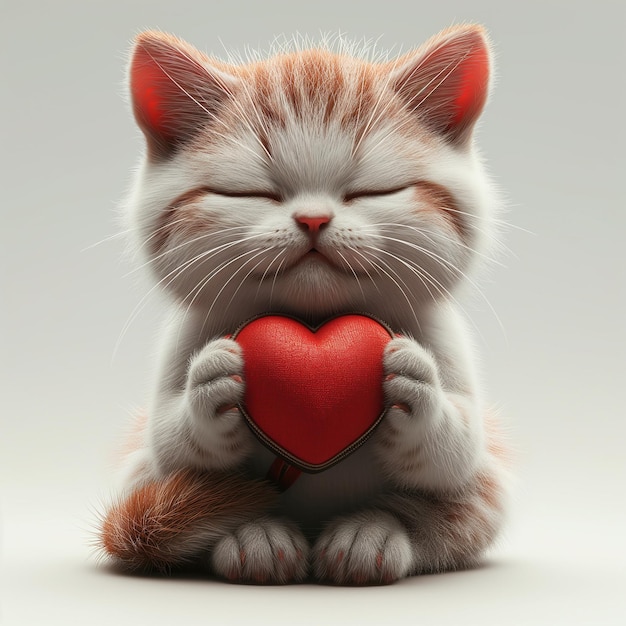 Un chat enjoué posant avec un amour exprimant de l'affection