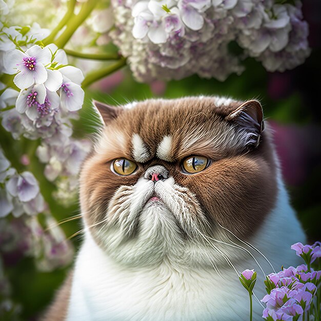 Un chat est montré sur une photo de fleurs et un chat.