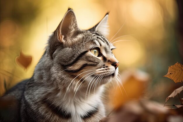 Un chat avec un fond jaune