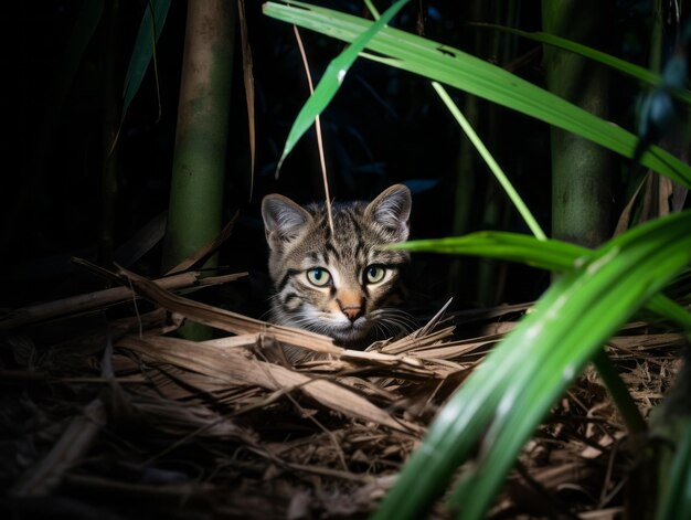 chat furtif traquant avec ses yeux fixés sur sa proie