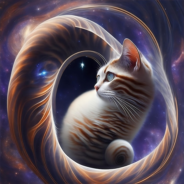 Chat galaxies spirales espace ai généré