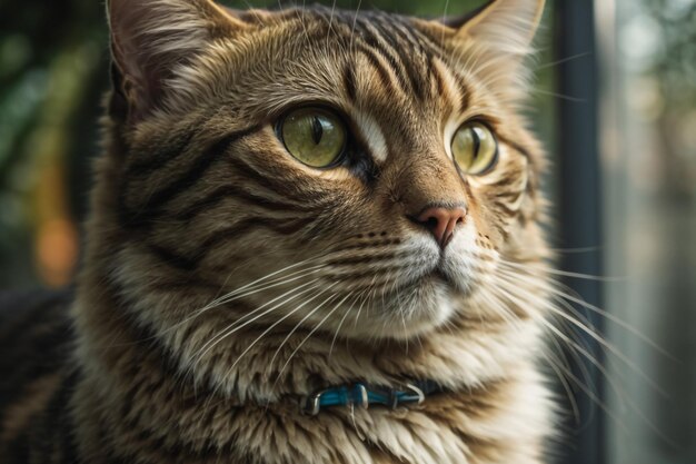 Un chat gris sur le balcon.