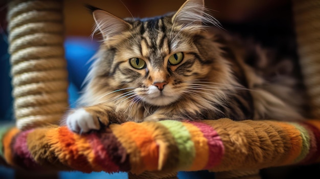 Un chat gris dans la forêt.