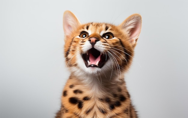 Chat heureux souriant sur un fond isolé AI générative