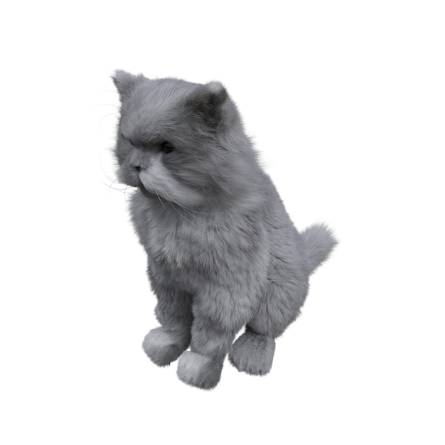 chat isolé sur fond blanc, illustration 3D, rendu cg