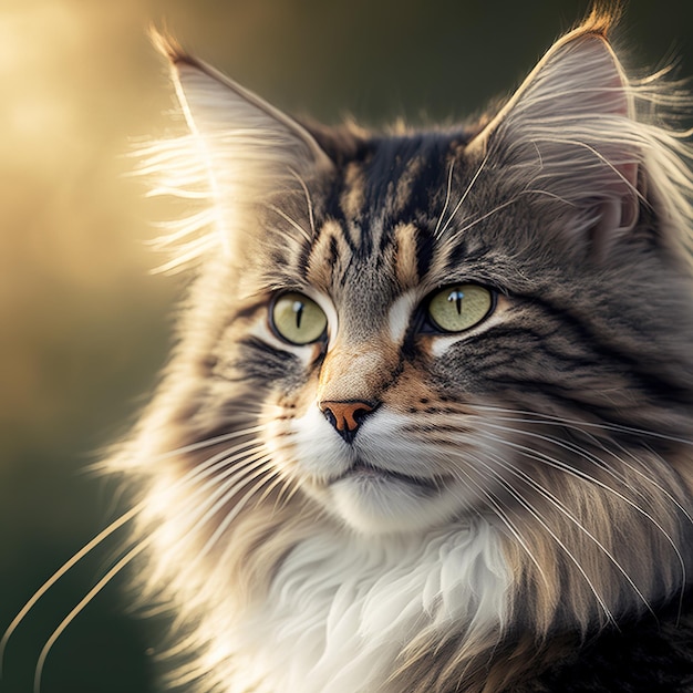 Un chat avec de longues moustaches et une fourrure noire et blanche.