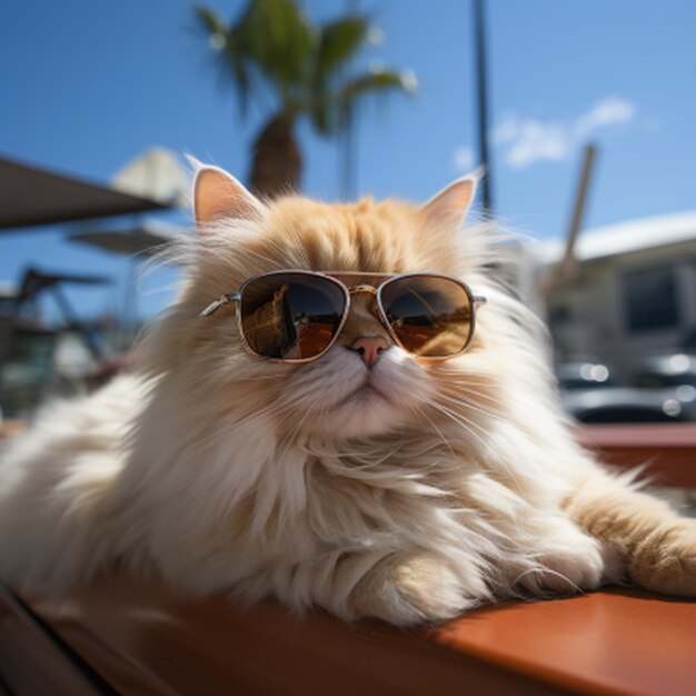 Un chat avec des lunettes de soleil à la mode