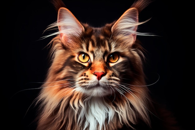 Chat Maine coon Portrait d'un chat généré par l'IA