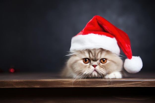 Chat mignon avec costume de Père Noël