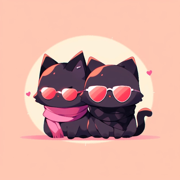 chat mignon couple avec des lunettes de soleil