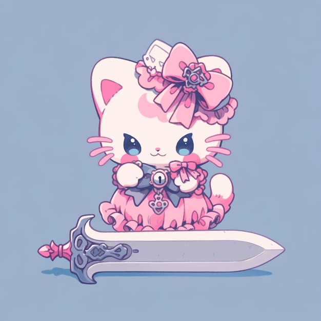 chat mignon avec une épée