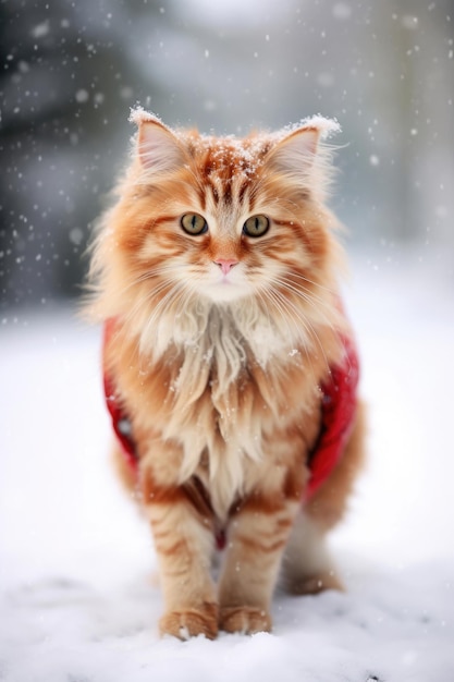 Chat mignon sur fond de Noël