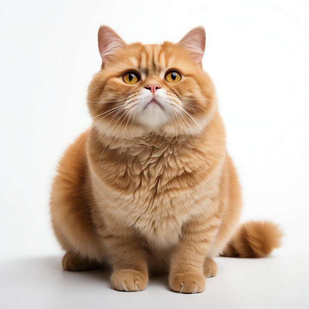 Un chat mignon et gracieux sur un fond blanc.