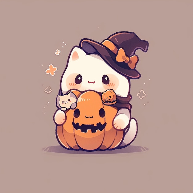 chat mignon avec Halloween