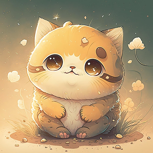 Chat mignon Kawaii Art numérique créatif