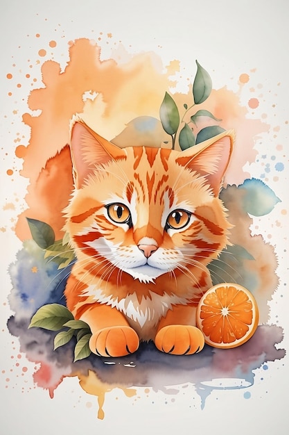 Chat mignon avec orange