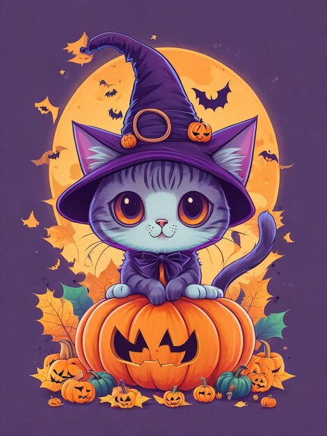 chat mignon portant un costume d'Halloween