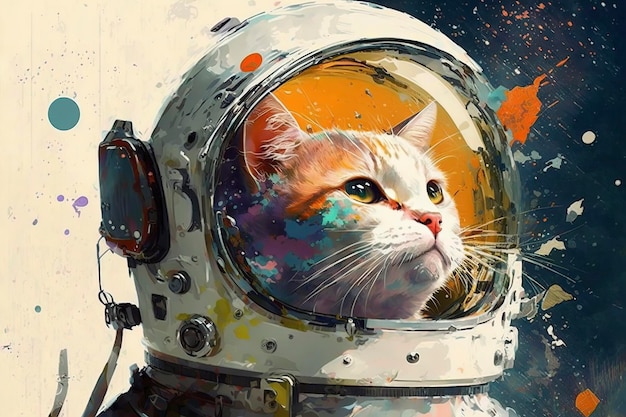 chat mignon en tant qu'astronaute