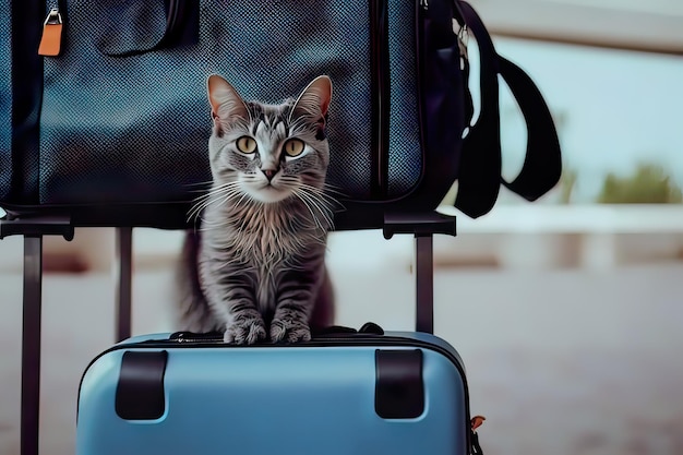 Chat mignon vacances voyage loisirs généré ai