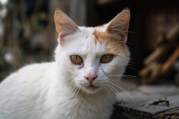 Chat monoculaire borgne assis