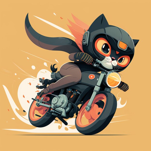 Un chat sur une moto vecteur