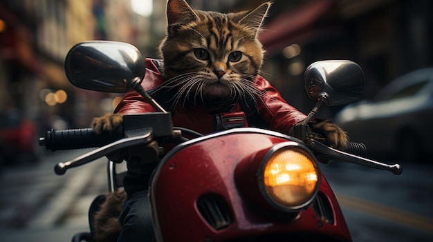 Photo un chat sur une moto