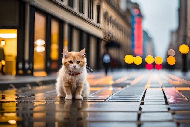 un chat avec un nœud sur son cou