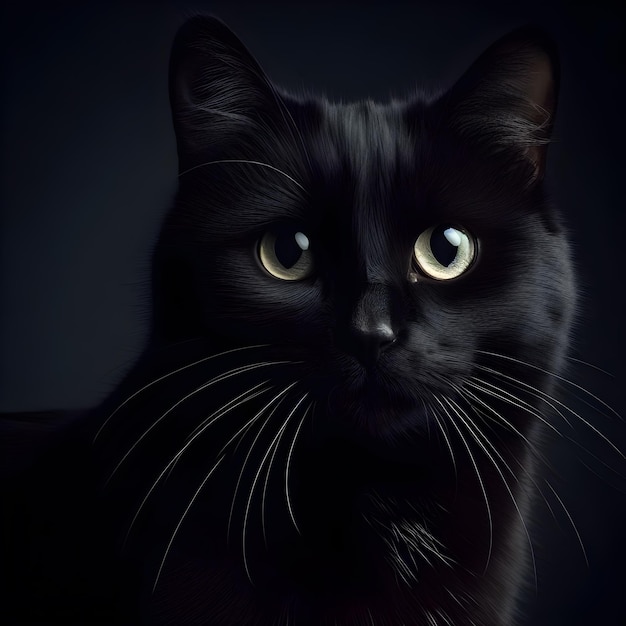 Photo un chat noir sur un fond sombre