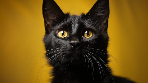 un chat noir mignon papier peint HD image photographique