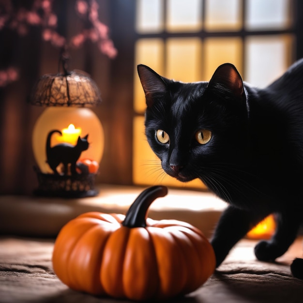 Chat noir mystique d'Halloween