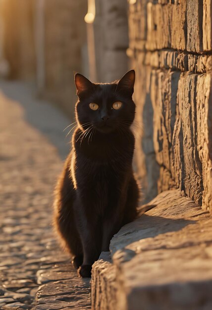 un chat noir avec une tache blanche sur la tête