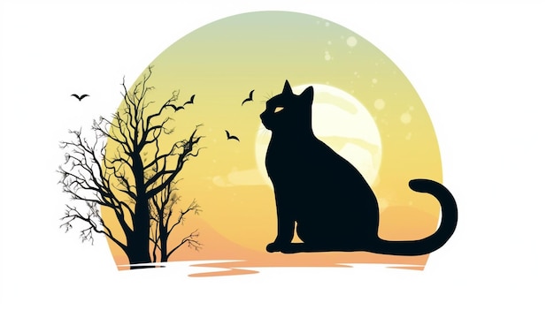 Le chat et les oiseaux dans le ciel