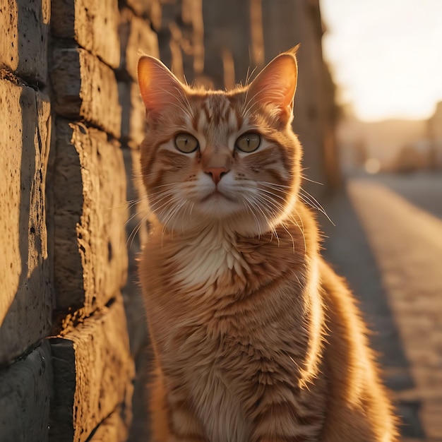 Un chat orange sous le soleil