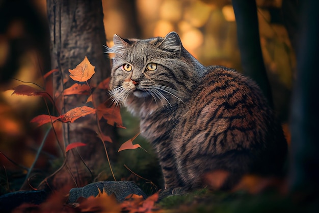 Chat de Pallas dans la forêt Generative AIxA