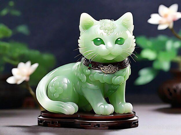 Le chat de pierre de jade chinois