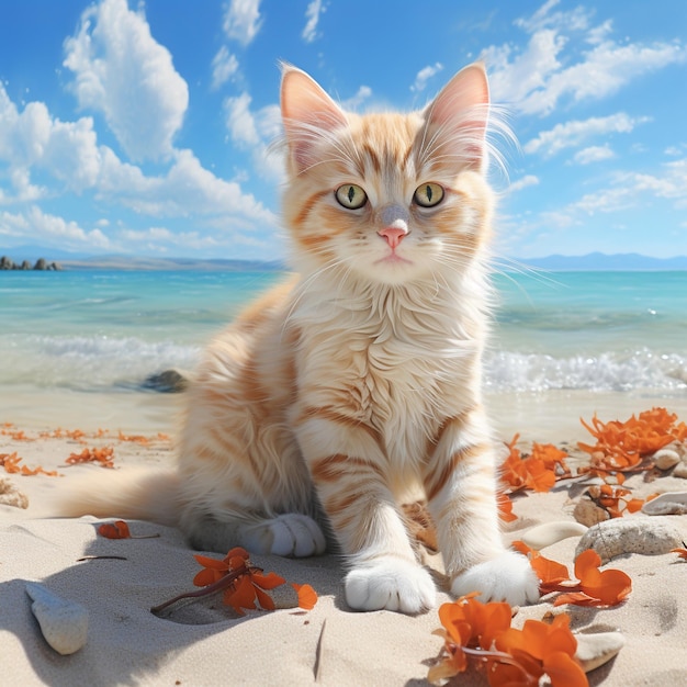 Un chat sur la plage