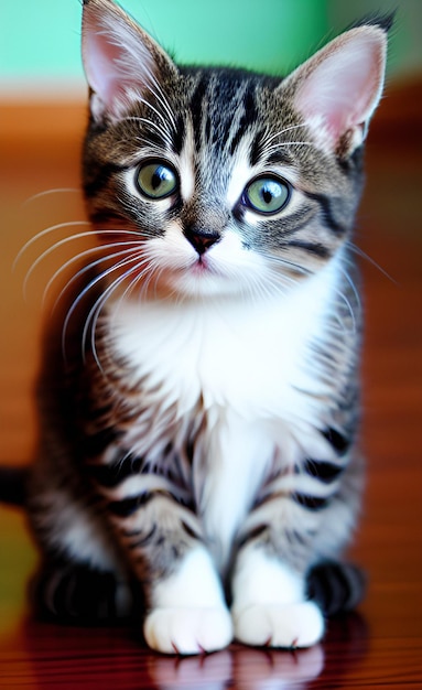 Photo un chat avec une poitrine blanche et des rayures noires sur la poitrine