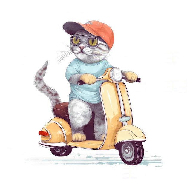 Un chat portant un chapeau et une chemise qui dit "chat dessus"