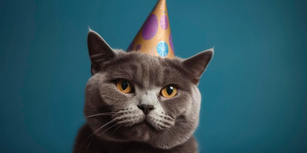 Un chat portant un chapeau de fête