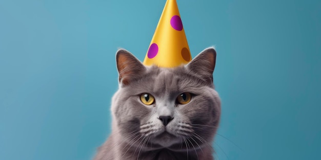 Un chat portant un chapeau de fête