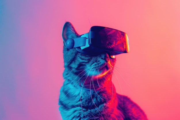 Un chat portant des lunettes de protection et regardant la caméra par l'image générée par AI