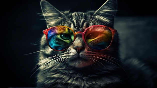 Chat portant des lunettes qui disent chat dessus
