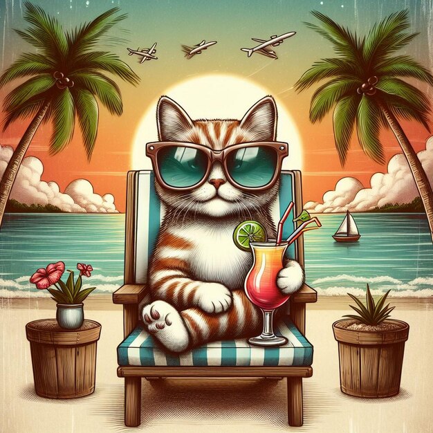 Photo un chat portant des lunettes de soleil